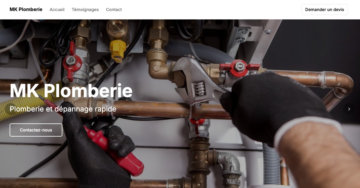 Aperçu du site mkplomberie